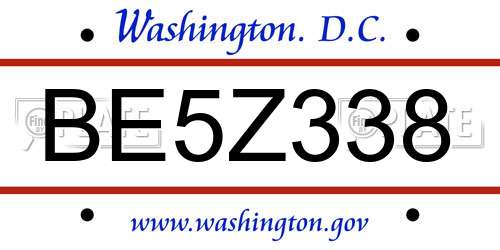 BE5Z338 District Of Columbia License Plate