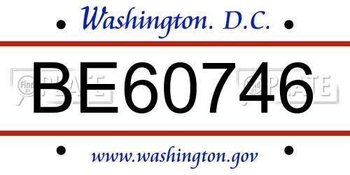 BE60746 District Of Columbia License Plate