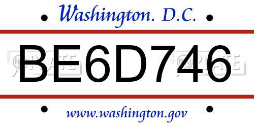 BE6D746 District Of Columbia License Plate