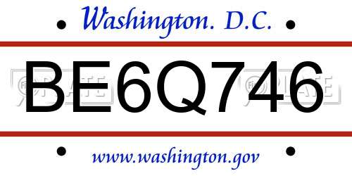 BE6Q746 District Of Columbia License Plate