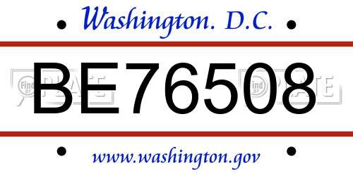 BE76508 District Of Columbia License Plate