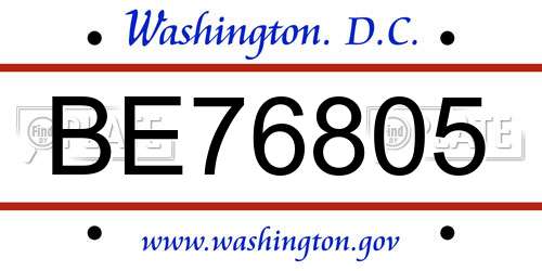 BE76805 District Of Columbia License Plate
