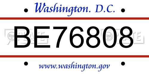 BE76808 District Of Columbia License Plate
