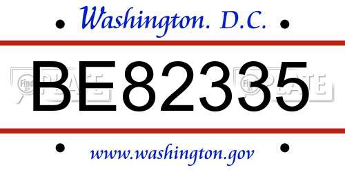 BE82335 District Of Columbia License Plate