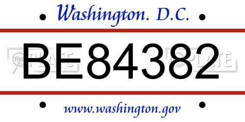 BE84382 District Of Columbia License Plate