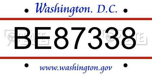 BE87338 District Of Columbia License Plate