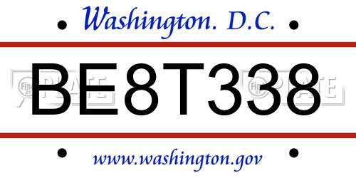 BE8T338 District Of Columbia License Plate