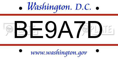 BE9A7D District Of Columbia License Plate