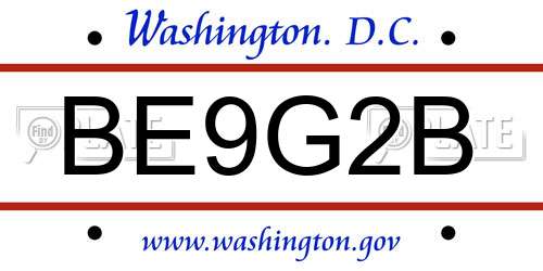 BE9G2B District Of Columbia License Plate