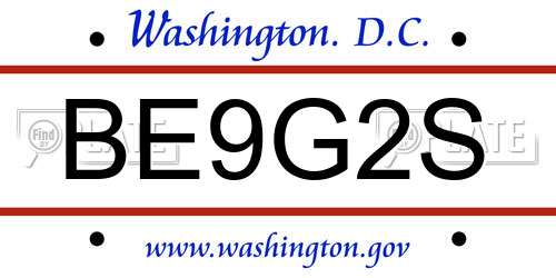 BE9G2S District Of Columbia License Plate