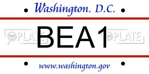 BEA1 District Of Columbia License Plate