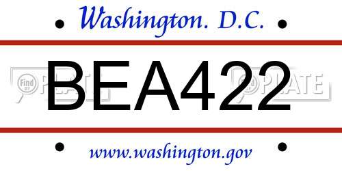 BEA422 District Of Columbia License Plate