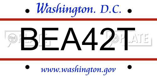 BEA42T District Of Columbia License Plate