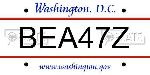 BEA47Z District Of Columbia License Plate