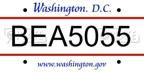 BEA5055 District Of Columbia License Plate