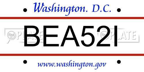 BEA52I District Of Columbia License Plate