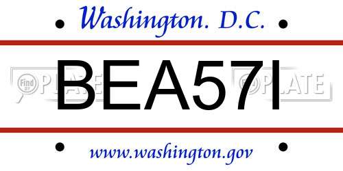 BEA57I District Of Columbia License Plate