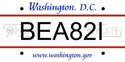 BEA82I District Of Columbia License Plate