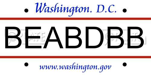 BEABDBB District Of Columbia License Plate