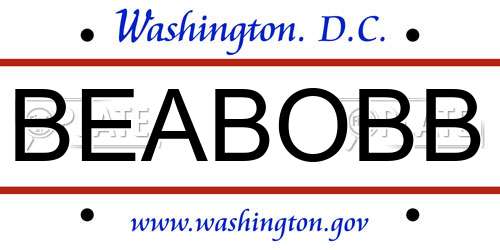 BEABOBB District Of Columbia License Plate