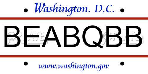 BEABQBB District Of Columbia License Plate