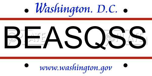BEASQSS District Of Columbia License Plate