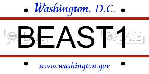 BEAST1 District Of Columbia License Plate