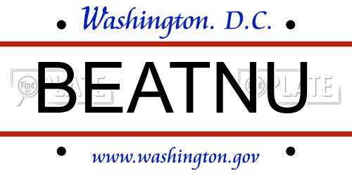 BEATNU District Of Columbia License Plate
