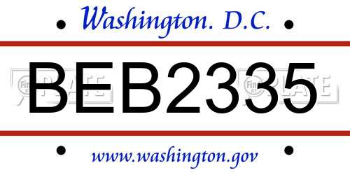 BEB2335 District Of Columbia License Plate