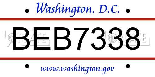 BEB7338 District Of Columbia License Plate