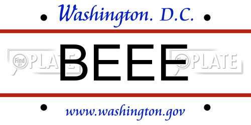BEEE District Of Columbia License Plate