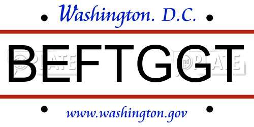BEFTGGT District Of Columbia License Plate