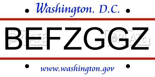 BEFZGGZ District Of Columbia License Plate