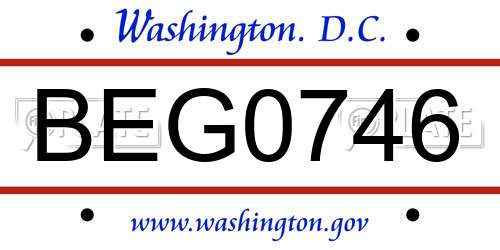 BEG0746 District Of Columbia License Plate