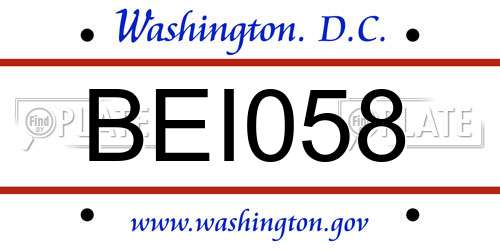 BEI058 District Of Columbia License Plate