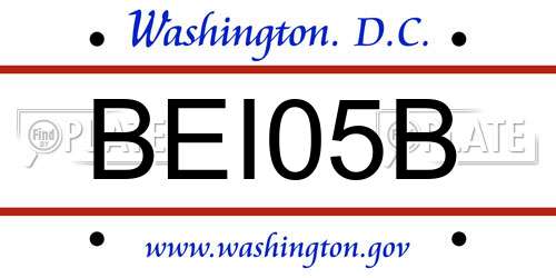 BEI05B District Of Columbia License Plate