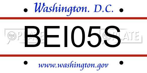 BEI05S District Of Columbia License Plate