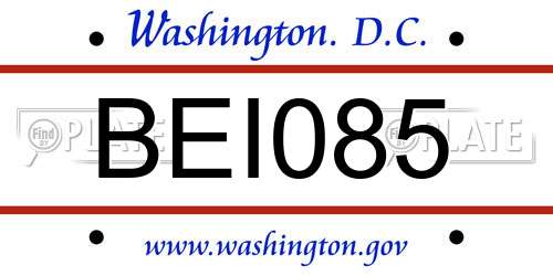 BEI085 District Of Columbia License Plate