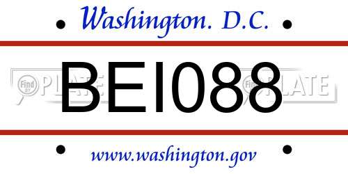 BEI088 District Of Columbia License Plate