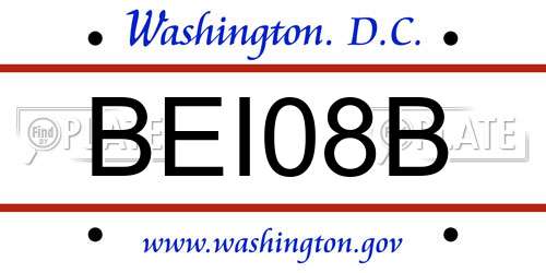 BEI08B District Of Columbia License Plate