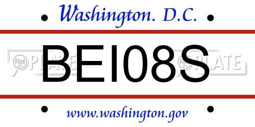 BEI08S District Of Columbia License Plate