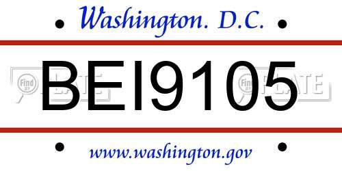 BEI9105 District Of Columbia License Plate