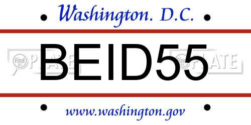 BEID55 District Of Columbia License Plate