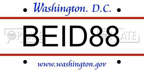 BEID88 District Of Columbia License Plate