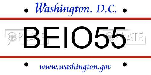 BEIO55 District Of Columbia License Plate
