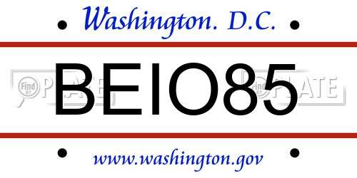 BEIO85 District Of Columbia License Plate