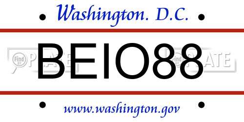 BEIO88 District Of Columbia License Plate