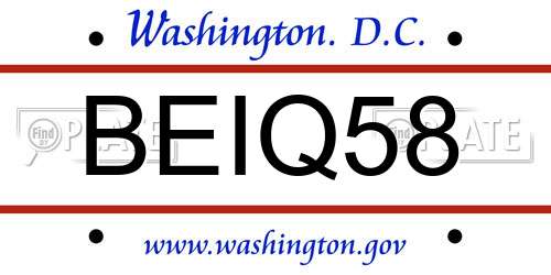 BEIQ58 District Of Columbia License Plate