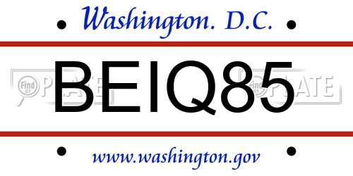 BEIQ85 District Of Columbia License Plate
