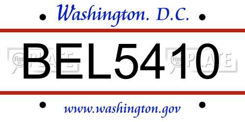 BEL5410 District Of Columbia License Plate